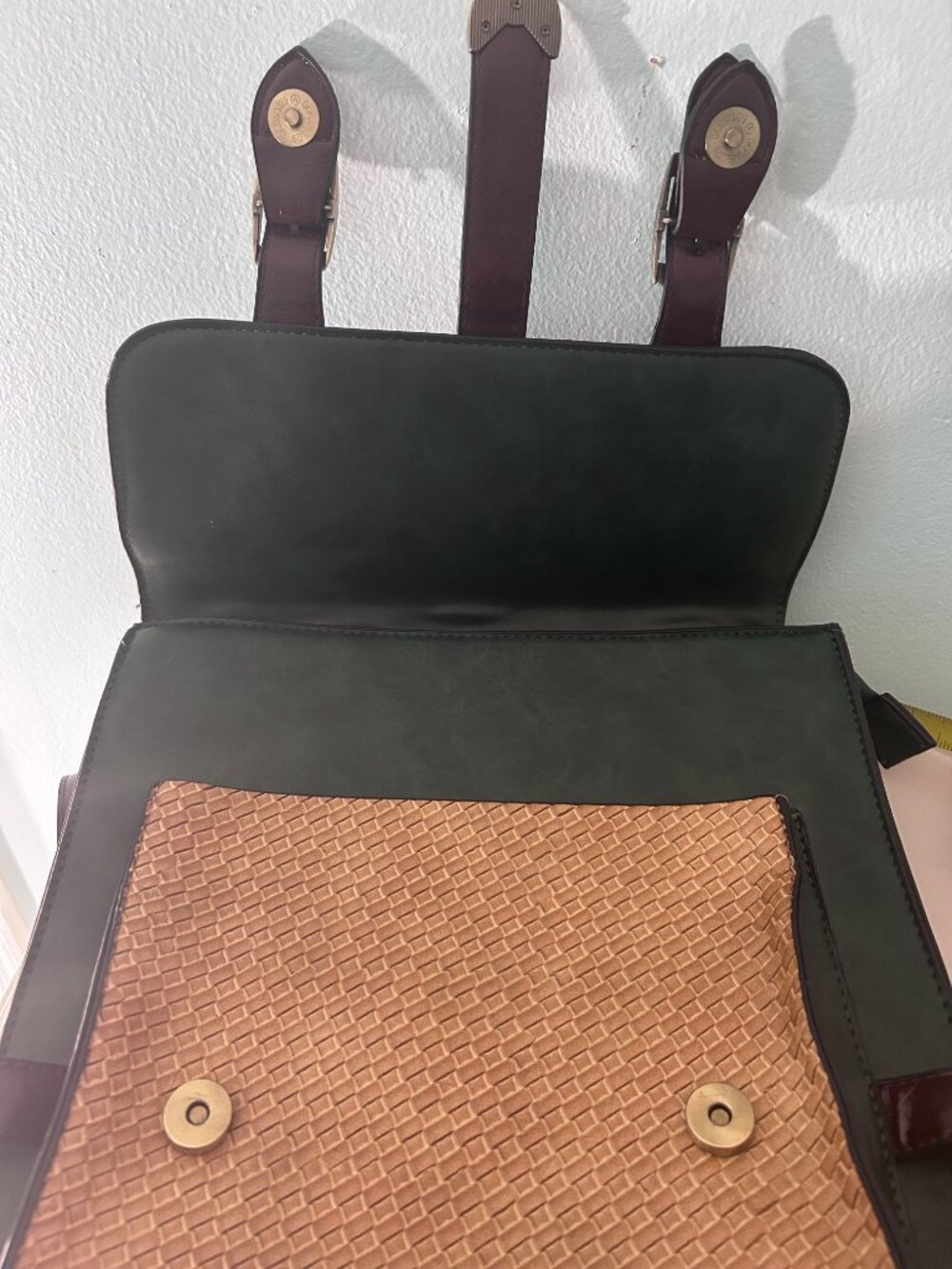 Nu G Forest Green Woven Unisex Satchel Backpack Dark Academia/Poetcore - Picture 5 of 16